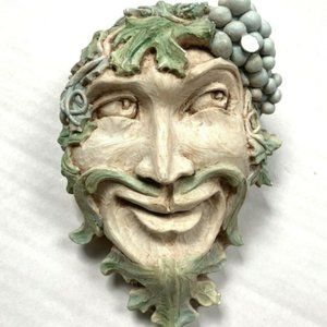 Bacchus Dionysus Face Carving Wall Decor Rare 90s
